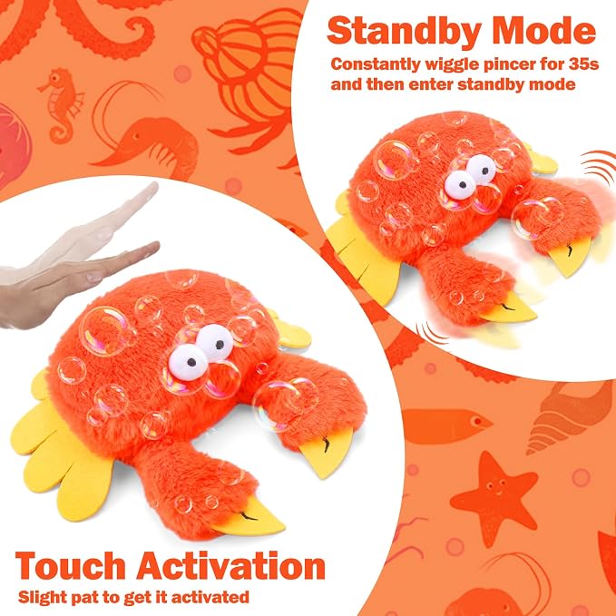 Mity rain Interactive Dog Toy, Crab, Rechargeable Plush & Squeaky