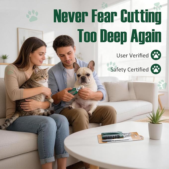 Ergonomic Dog Nail Clippers with Nail File, Green