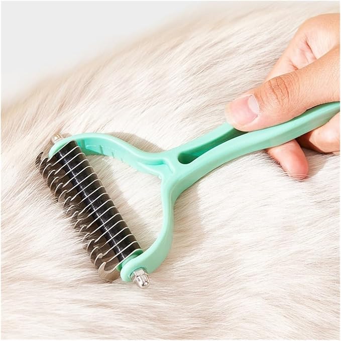Dual-Sided Cat Grooming Brush - Stainless Steel Deshedding and Dematting Tool | Pink