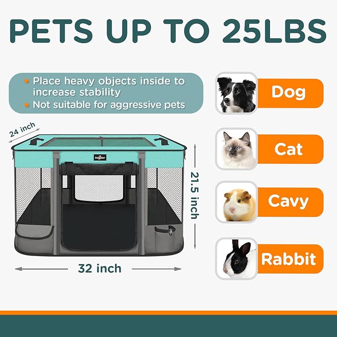 Paw Ballet Foldable Pet Kitten Playpen, Waterproof Portable Dog Cat Playpen Kennel Tent for Small Cat Dog, Retractable Shade Cover with Free Carrying Case, Indoor Outdoor Use for Small Animals.