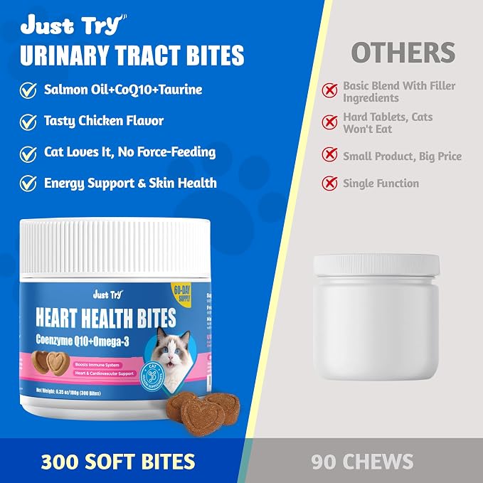 Just Try CoQ10 & Taurine Cat Treats, 300 Ct
