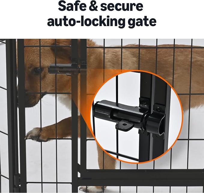 Amazon Basics Dog Playpen, 8 Panels Metal Fence with Door, Foldable for Indoor and Outdoor Use, Suitable for Small to Medium Sized Dogs, 30 Inch Height, Black