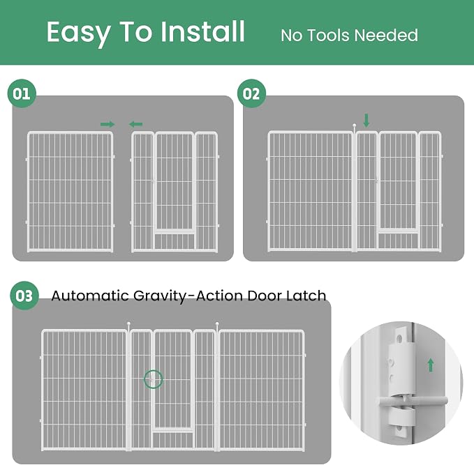 HealSmart Dog Playpen, 40in 16 Panels, White
