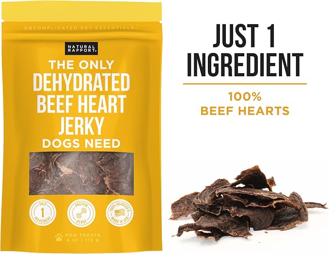 Natural Rapport Beef Heart Jerky, Single Ingredient, High Protein, 4 oz