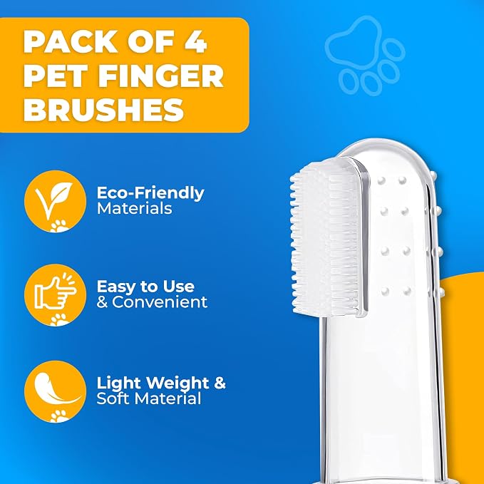 Dog Toothbrush Kit with Travel Cases – 4 Silicone Finger Toothbrushes for Dogs & Cats – Pet Dental Care, Dog Teeth Cleaning, Plaque & Tartar Control, Fresh Breath – Free QR Dental Guide Included