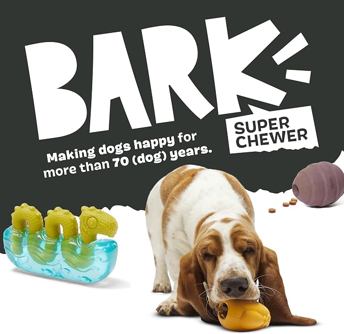 BARK Wild Borris Super Chewer Dog Toy Small | Rip & Reveal Natural Rubber Toy with Treat-Dispensing Core & Wacky Wobble