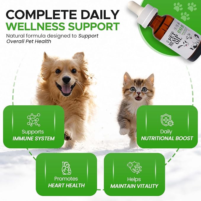 Hemp Oil for Dogs and Cats with Omega 3 & 6, Fish Oil & Vitamin E