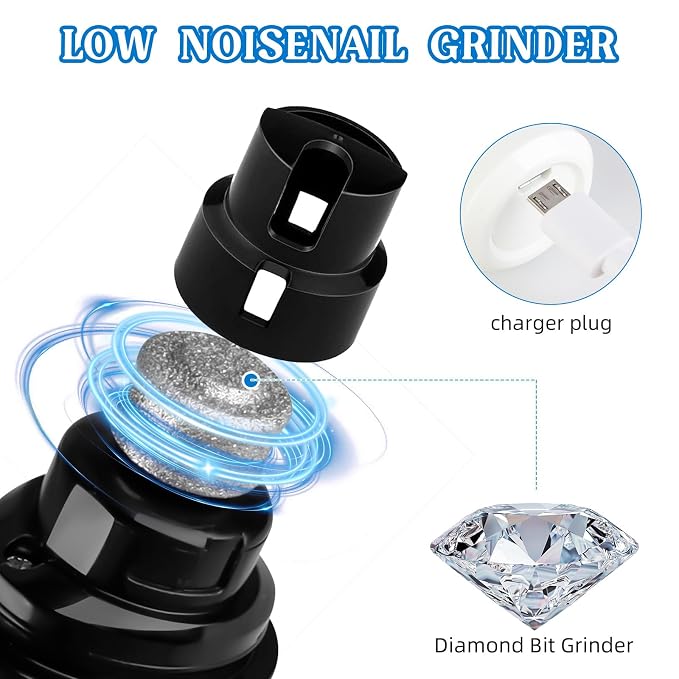 Quiet Dog Nail Grinder, 2-Speed, with 2 Grinding Heads