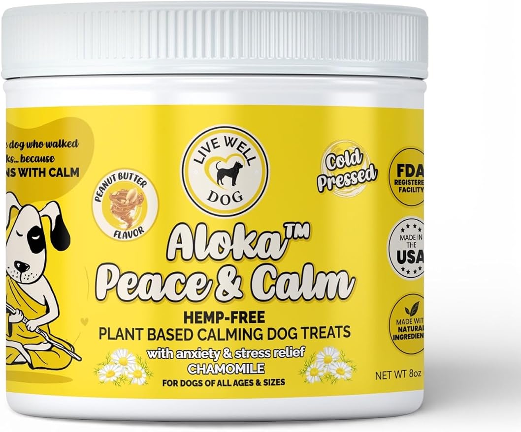 Aloka Peace & Calm Plant Based Calming Dog Treats with Chamomile, Valerian, 120-Pack, 8oz