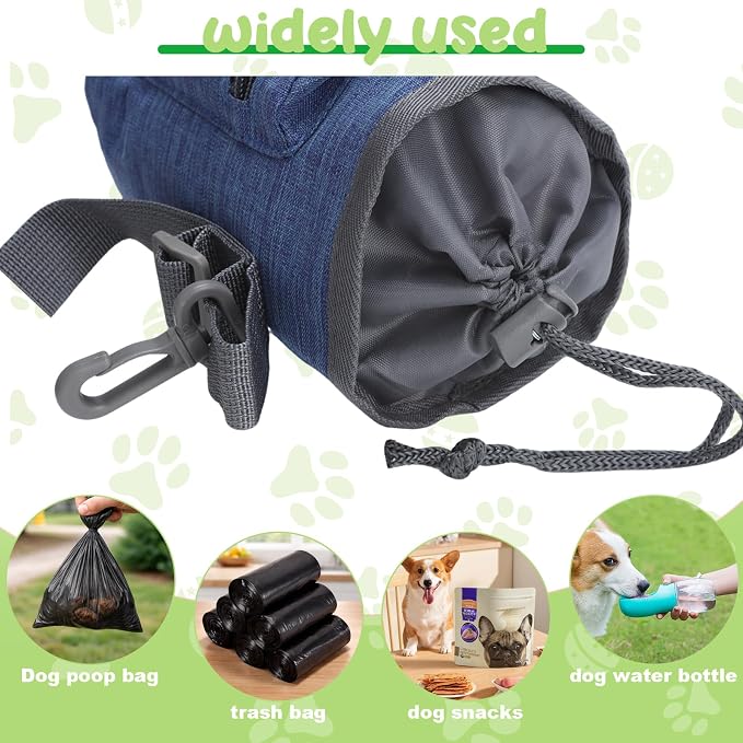 Dog Poop Bag Holder for Walking with Waste Bag Dispenser, Portable Wearable Dog Poop Carrier, Clip Easy-Attach to Leash/Harness/Waist, for Storing Used Doggie Waste Bags Without Spills