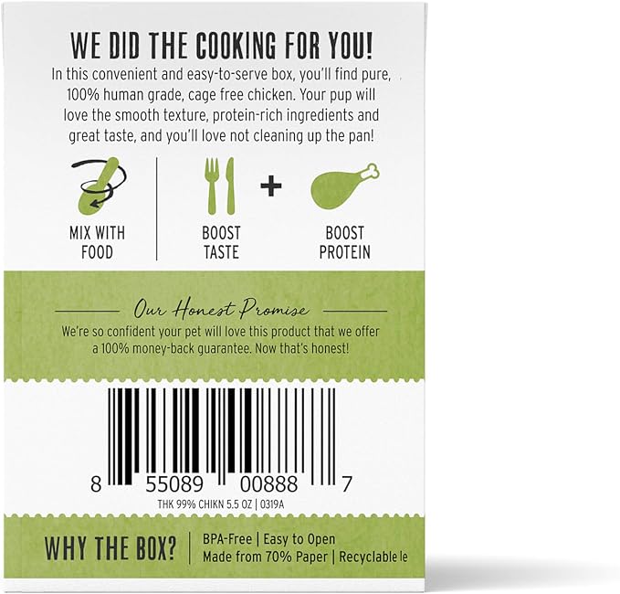 The Honest Kitchen Human Grade Grain Free Meal Booster: 99% Chicken (12 pack), 5.5 oz