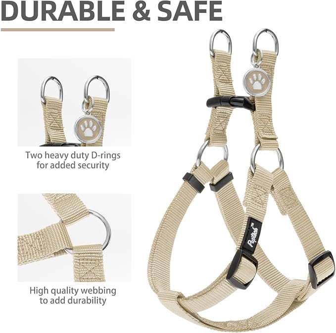 PUPTECK No Pull Dog Harness Large Sized Step-in Adjustable Puppy Vest | Soft Webbing Basic Halter with ID Tag for Outdoor Walking