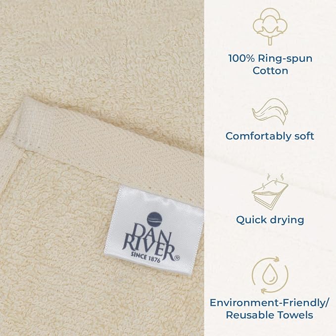 DAN RIVER Dog Towel - Pack of 1, 100% Cotton, 20x40, Ultra Soft 450 GSM, Super Absorbent & Quick Drying Towel for Dogs, Cats, and Other Pets, Shortbread.