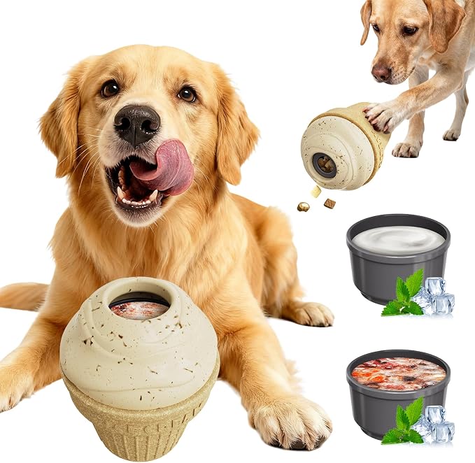 Indestructible Frozen Treat Dispenser Dog Chew Toy | Interactive Enrichment Dog Toy for Small Medium Large Dogs.Dog Puzzle Toy for Indoor Outdoor Play
