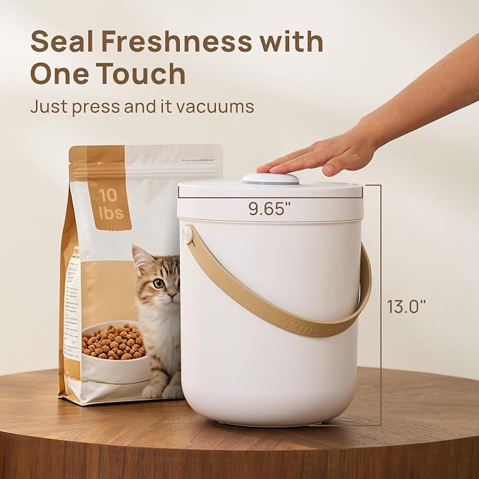 smartoo Vacuum Cat Dog Food Storage Container 10 lb, 10 lb, White