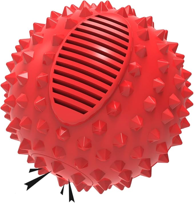petizer Indestructible 4inch Squeaky Red Dog Balls for Aggressive Chewers, Relieve Anxiety, Interactive Dog Toy, Floatable Rubber Ball for Large Dogs, Indoor, Outdoor, Waterproof