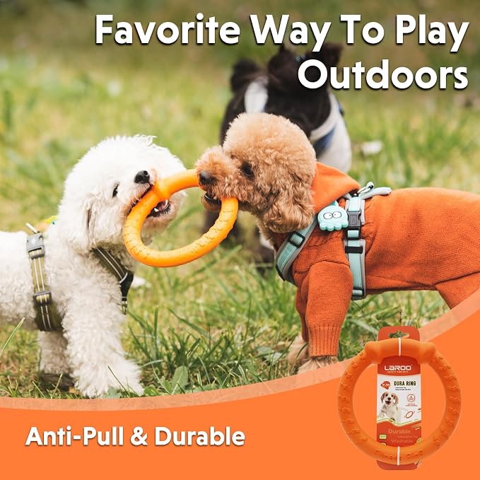 LaRoo Dog Chew Ring Toy, Small Dogs, EVA Floating, Orange