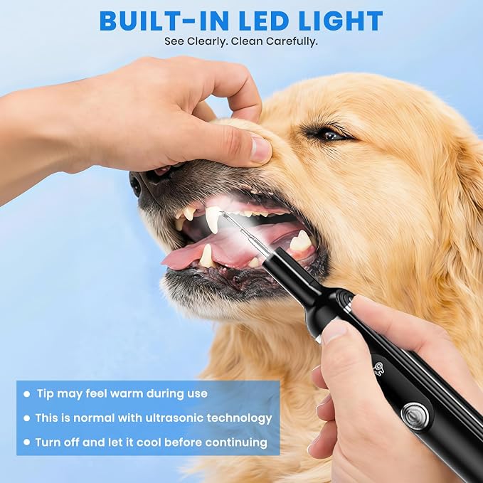Pet Ultrasonic Tooth Cleaner,Dog Plaque Remover Tool,Black | dog teeth cleaning,plaque remover for teeth,dog tartar and plaque remover,plaque off for dogs,5 Mode Pet Teeth Cleaning Kit