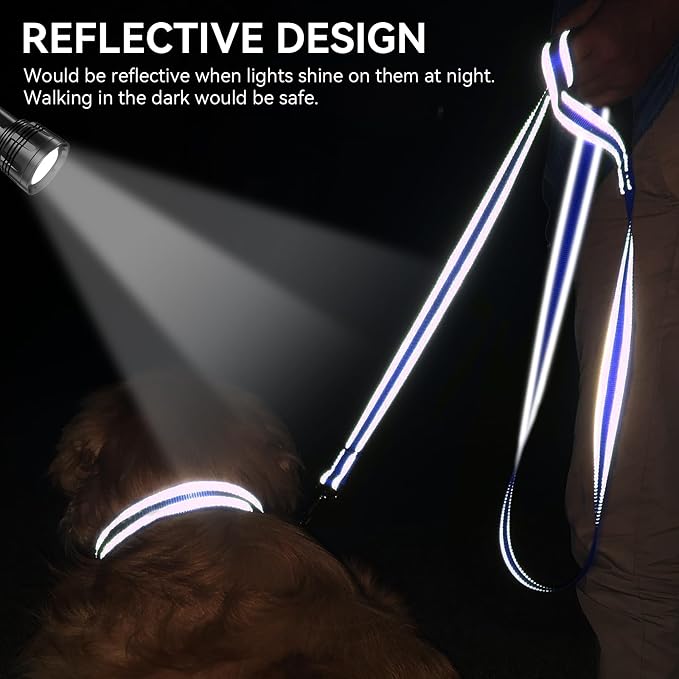 Joytale Reflective Dog Leash for Medium & Large Dogs, 5 FT x 1", Navy Blue | Heavy Duty Nylon Webbing, Padded Handle for Comfort, Visible at Night, for Walking & Training
