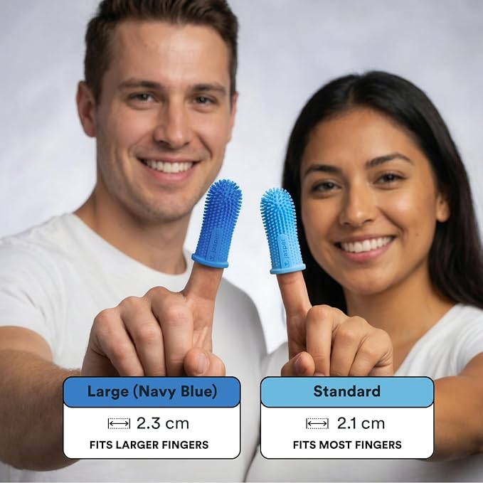 Jasper Dog Toothbrush, 360 Dog Tooth Brushing Kit, Finger Toothbrush, Cat Tooth Brush, Teeth Cleaning, Pet Tooth Brush for Small & Large Pets, Pet Toothpaste Not Included, 2-Pack Blue