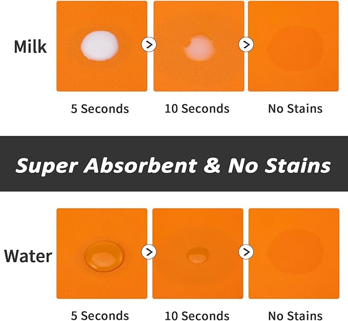 HotLive Dog Food Mat - Absorbent Cat Mat for Food and Water, No Stains Pet Feeding Bowl Mat, Easy to Clean Pet Placemats, Quick Dry Dog Water Dispenser Mat for Messy Drinkers | Paw Orange 24"x36"