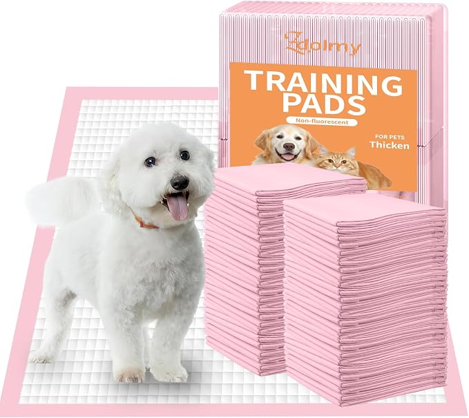 Pet Toilet Training Pads 100 Count Disposable Puppy Pee Pads for Dogs, Ultra Absorbent|Quick Dry|Leak-Proof Pet Potty Pads for Dog, Cat, Rabbits and Guinea Pigs (Pink, 13" x 18"-100 Count)