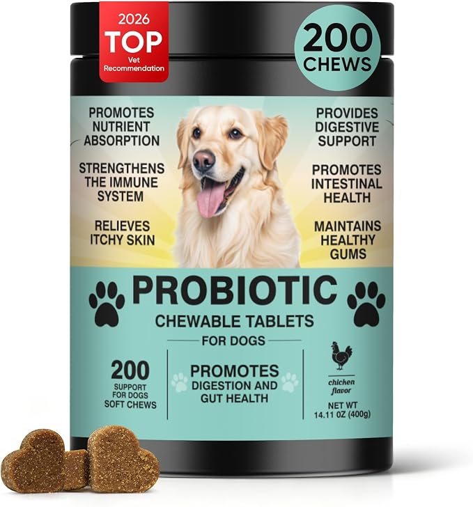 Probiotics for Dogs Gut Digestive Health Probiotic Chews 200 Ct Duck