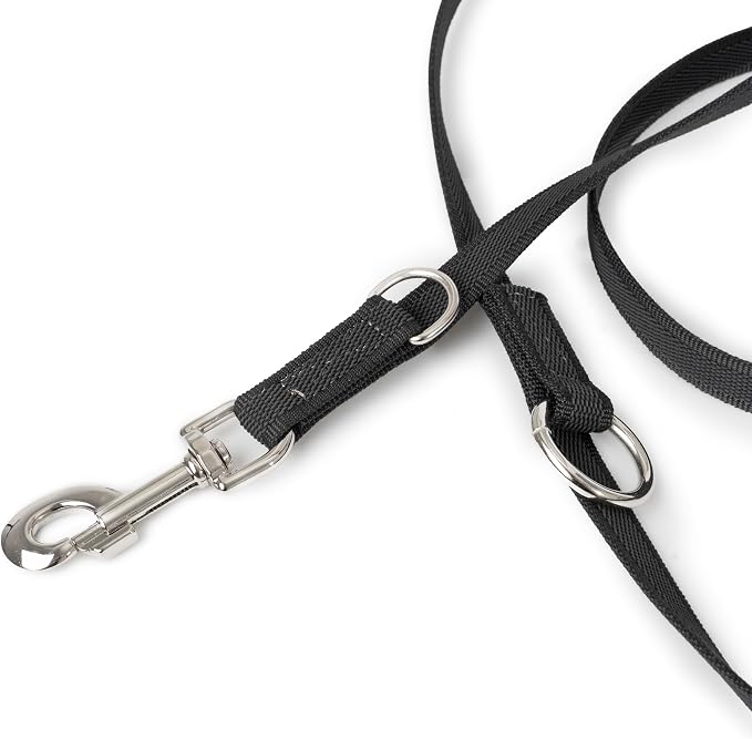 Color & Gray Adjustable Super-Grip Leash, 0.79 in x 7.2 ft, Black-Gray