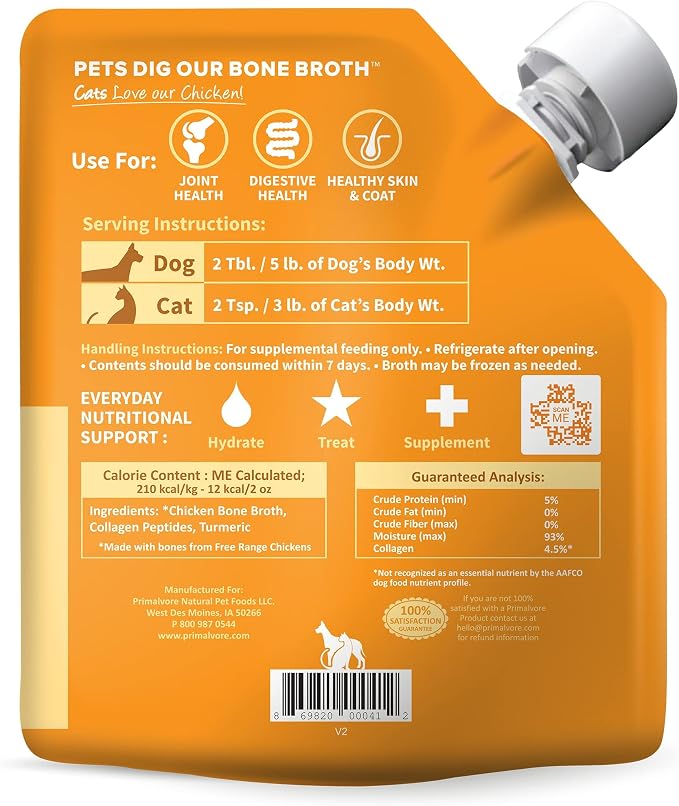Free-Range Bone Broth for Dogs & Cats - Chicken, 2-Pack