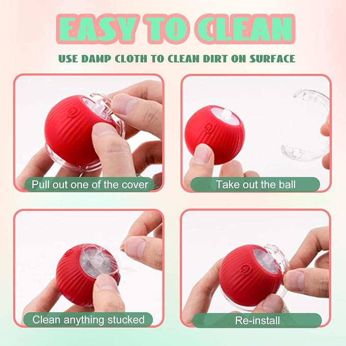 Valentines Day Gifts Speedy 2.0 Tail Interactive Cat Toys for Indoor Cats, Automatic Cat Toy with Elastic Mesh Tail, Electric Rolling Ball on Carpet, Chirping and Motion Activate Cat