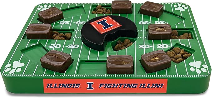 NCAA Puzzle Toy Slow Feeder, Puzzle Treat Dog Toy, Interactive Dog Treat Toy, Dog Puzzle Feeding Slow Toy (Illinois Fighting Illini)