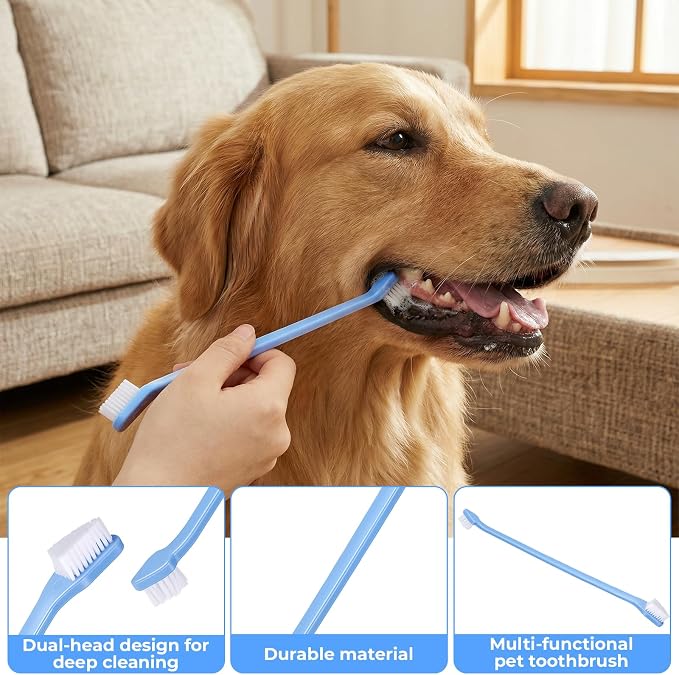 8Pcs Dog Toothbrush Set Small Cat Toothbrush Dual Headed Pet Tooth Brushes Mini Head Soft Dog Cat Tooth Brush for Small to Large Dogs Cats and Most Pets Teeth Brush Easy to Use