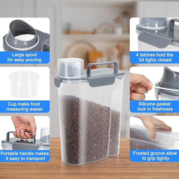 TBMax Dog Food Storage Containers 2 Pack 8 to 10 Lbs, 2-Pack, 10 Lbs, Grey