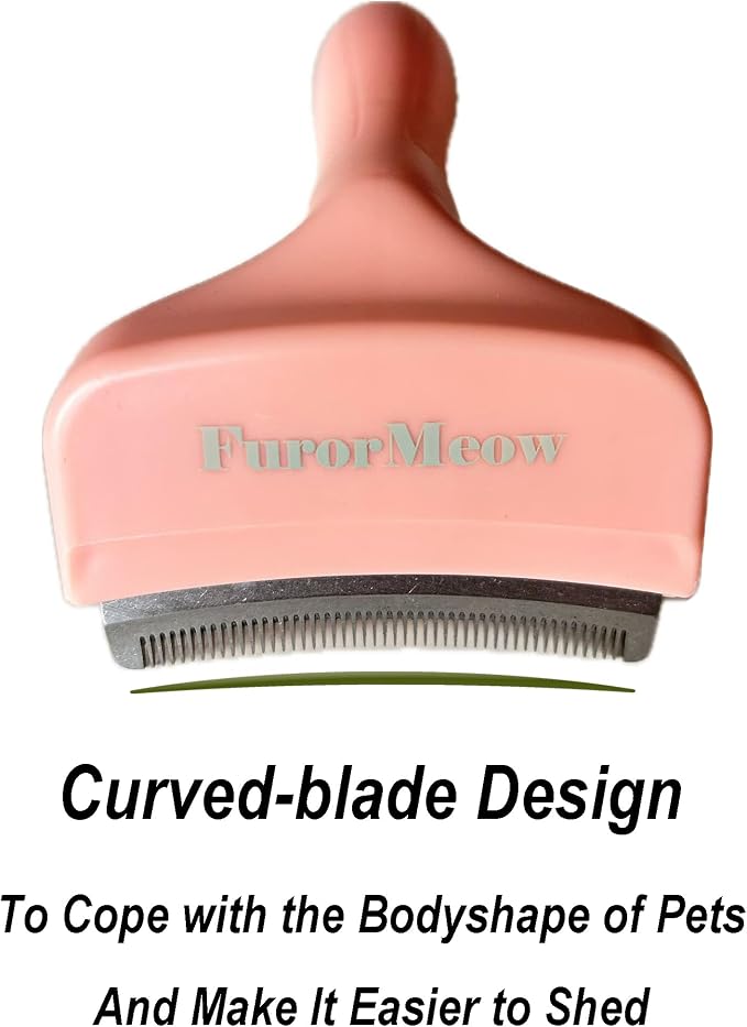Pet Deshedding Tool with Curve Blade, Small, Small, Stainless Steel, Pink