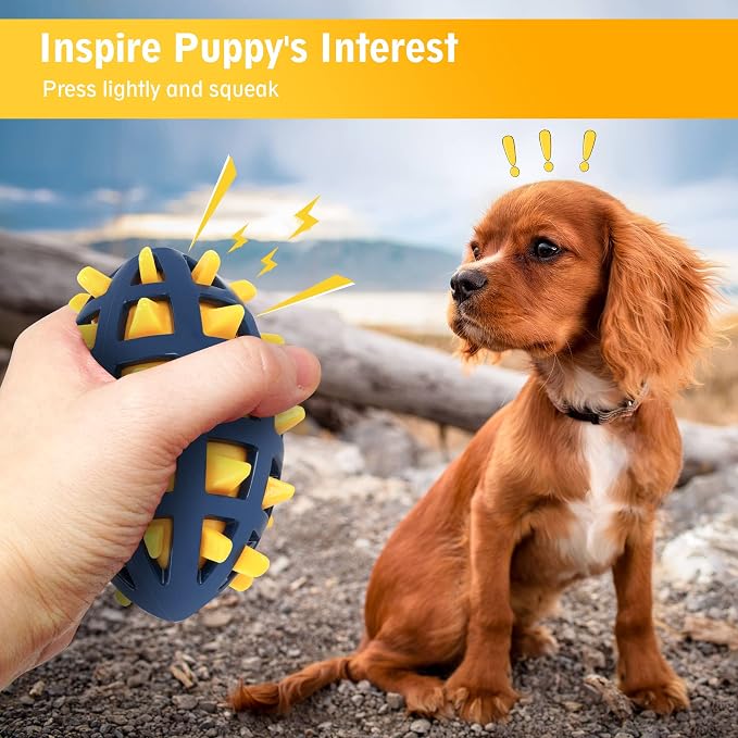 Dog Spiky Toy Ball with Squeaker, Floating, Yellow