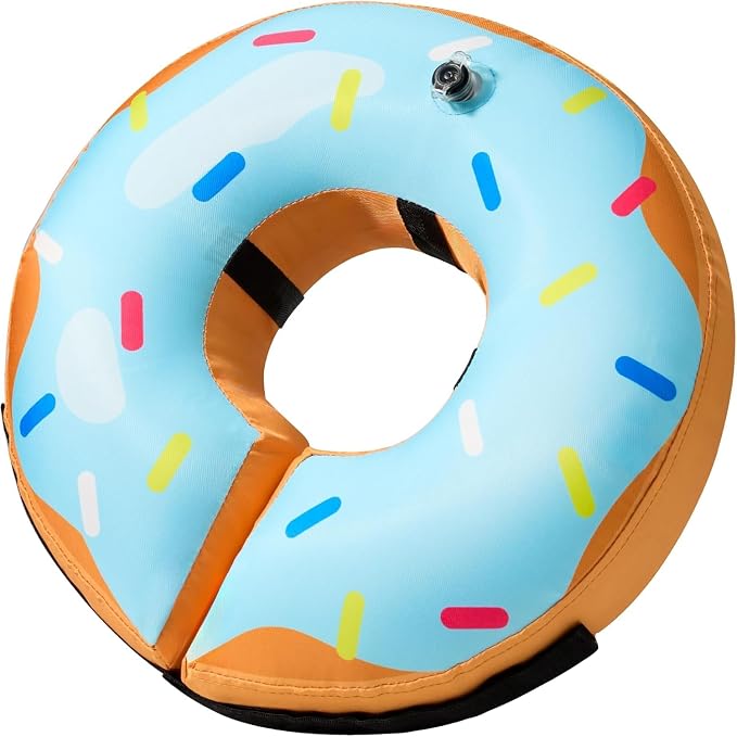 BENCMATE Inflatable Dog Cone Collar Alternative After Surgery Medium+ | Soft Dog Cone for Small Medium Large Dogs and Cats, Doggie Neck Donut Recovery ECollar to Stop Licking,Donut-Blue