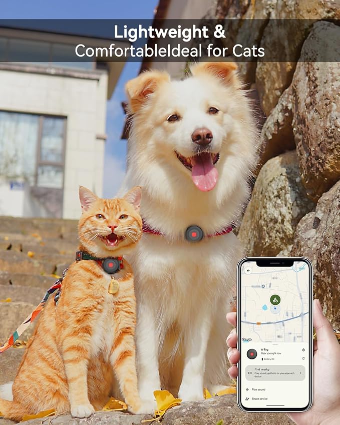 Dog Tracker, Pet Tracker for Dogs, Bluetooth Dog Tracking Tag Works with Apple Find My & Android Find Hub, IP67 Waterproof Anti-Lost Locator (Black 1 Pack)