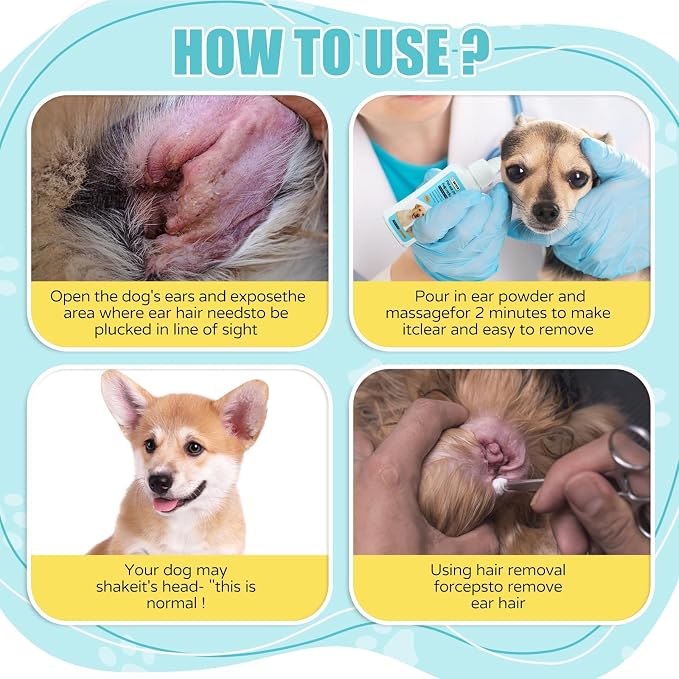 Advanced Pet Ear Powder with Professional 5" Hair Puller
