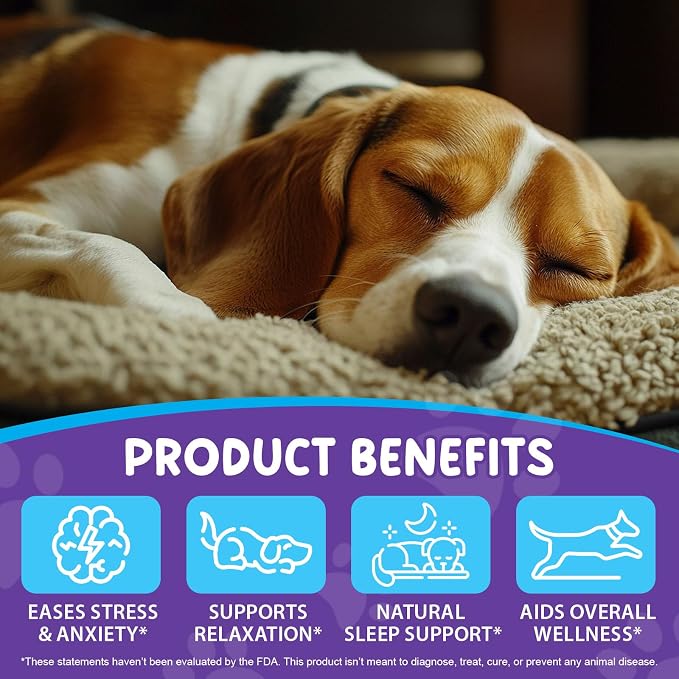 Melatonin for Dogs,Calming Support for Dogs-60ML Natural Sleep Support for Relaxation & Stress Relief and Travel Stress - Alcohol-Free Formula