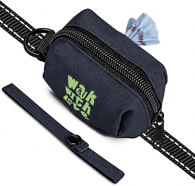 Dog Poop Bag Holder For Leash, Doggy Poop Bag Dispenser With Velcro Attachment, Suitable For Any Retractable Leash, Reusable Dispenser For Travel, Walking, Park, And Outdoor Use (Blue)
