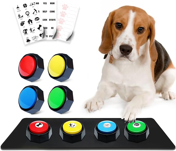 Recordable Buttons, Pack of 4, with Mat