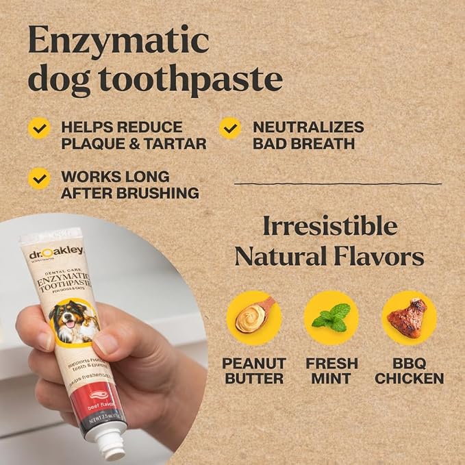 Dr. Oakley Dental Toothbrush Kit for Dogs & Cats - Finger Brush for Small Pets and Soft Brushes for Large or Older Natural and Safe Mint Flavor