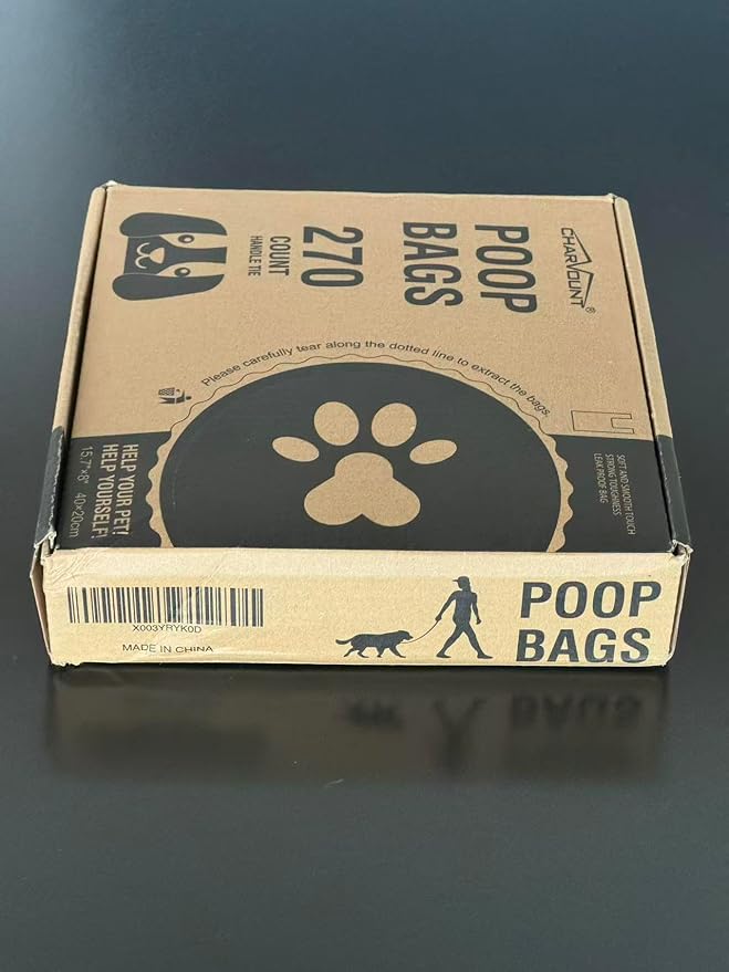 Charmount 270 Counts Unscented Dog Poop Bags Rolls with Handles, 16"x8"Extra Thick Pet Waste Bag, Leak Proof and Easy Tie, Cat Litter Bags, Pink