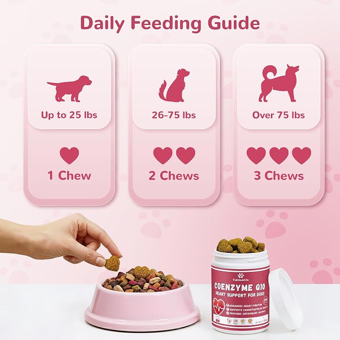 Heart Support Supplement for Dogs 400ct, Taurine for Senior & Puppy Dogs, Dog Multivitamin with CoQ10 & L-Carnitine for Heart, Cardiovascular & Antioxidant Support