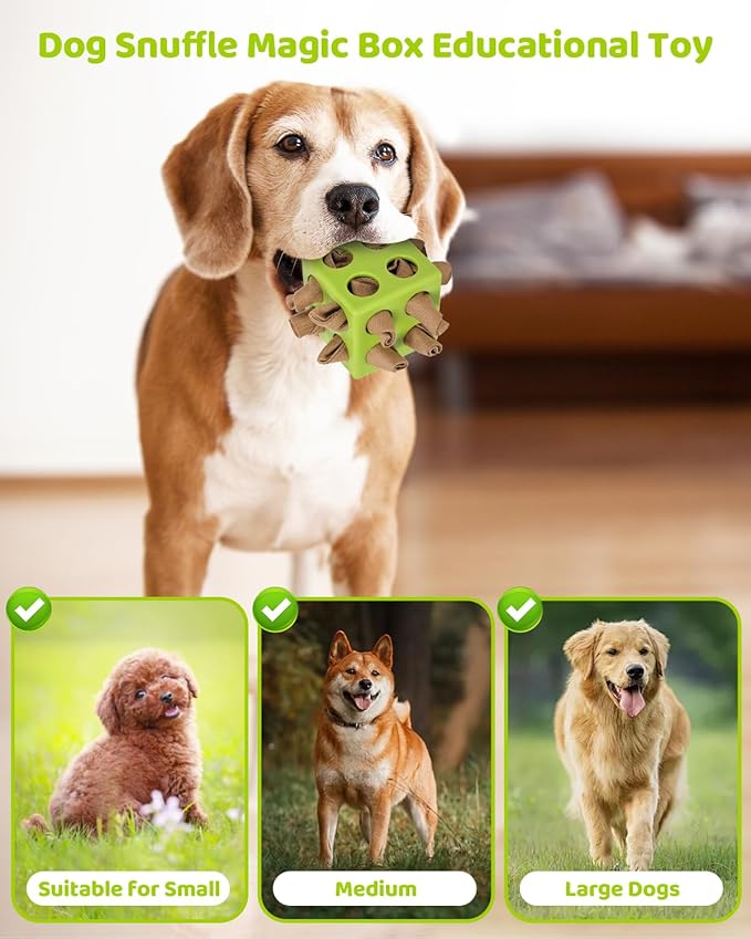 Interactive Puzzle Dog Toy Encourage Natural Foraging Skill, Durable Dog Enrichment Toy Snuffle Cube Cloth Strip with Hide & Seek Food, Slow Feeder for Mind Stimulate & Stress Relief (Green)