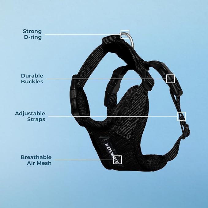 Voyager Step-in Lock Dog Harness - Black, Large | 20 - 25" in Chest, Adjustable, Breathable Air Mesh, Lightweight for Daily Walks, Strong Clips, Heavy Duty D-Ring