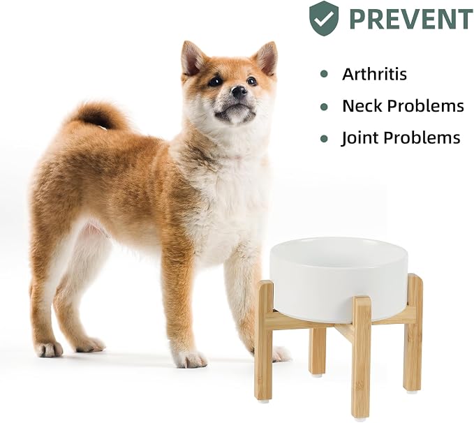 Havniva 7.3” Dog Bowls Elevated Ceramic Dog Food and Water Bowl Set, Double Raised Dog Water Bowl with Stand Non-Slip Rubber Base Large Capacity Feeding Pet Food Bowl for Medium Dogs