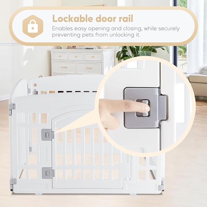 Simple Deluxe 24" 4-Panel Dog Playpen, Durable Pet Playpen with Secure Locking Door for Puppies & Small/Medium Dogs, Portable & Foldable Pet Fence, White