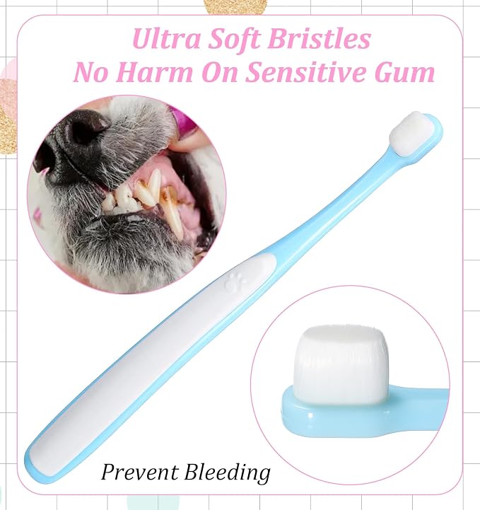 2 Pcs Puppy Toothbrush, Ultra Soft Cat Toothbrush for Cats & Puppies, Mini Head Dental Cleaning Kit for Tiny Dogs & Kittens