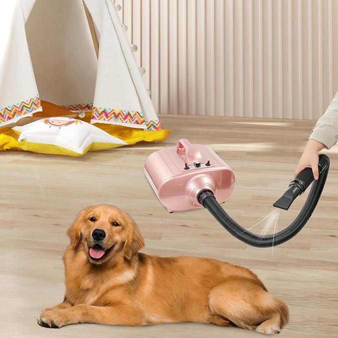 Pet Grooming Hair Dryer, 3600W Dog Pets Blower, Double Motor High Performance Pet Grooming Dryer, 77~149℉ Adjustable High Velocity Professional Dog Hair Drying Blower (Pink)